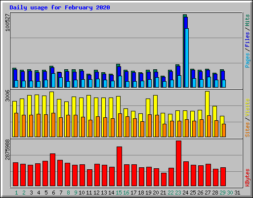 Daily usage for February 2020