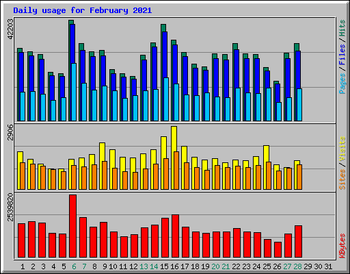Daily usage for February 2021