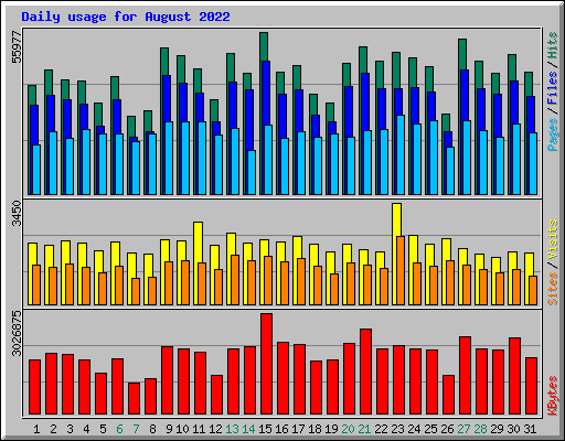 Daily usage for August 2022