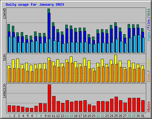 Daily usage for January 2023