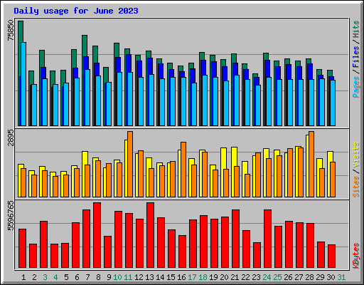 Daily usage for June 2023