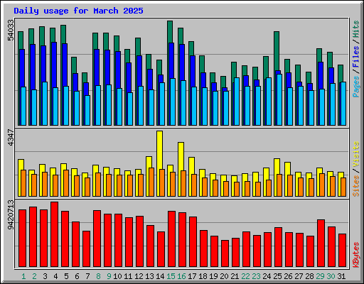 Daily usage for March 2025