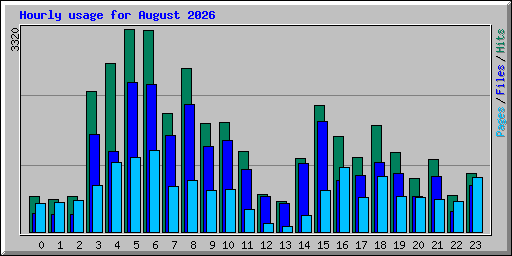 Hourly usage for August 2026